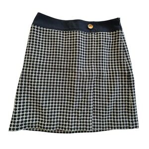 Wool Blend Mini Skirt 8 Black White preppy Geometric‎ Modern Classic Workwear